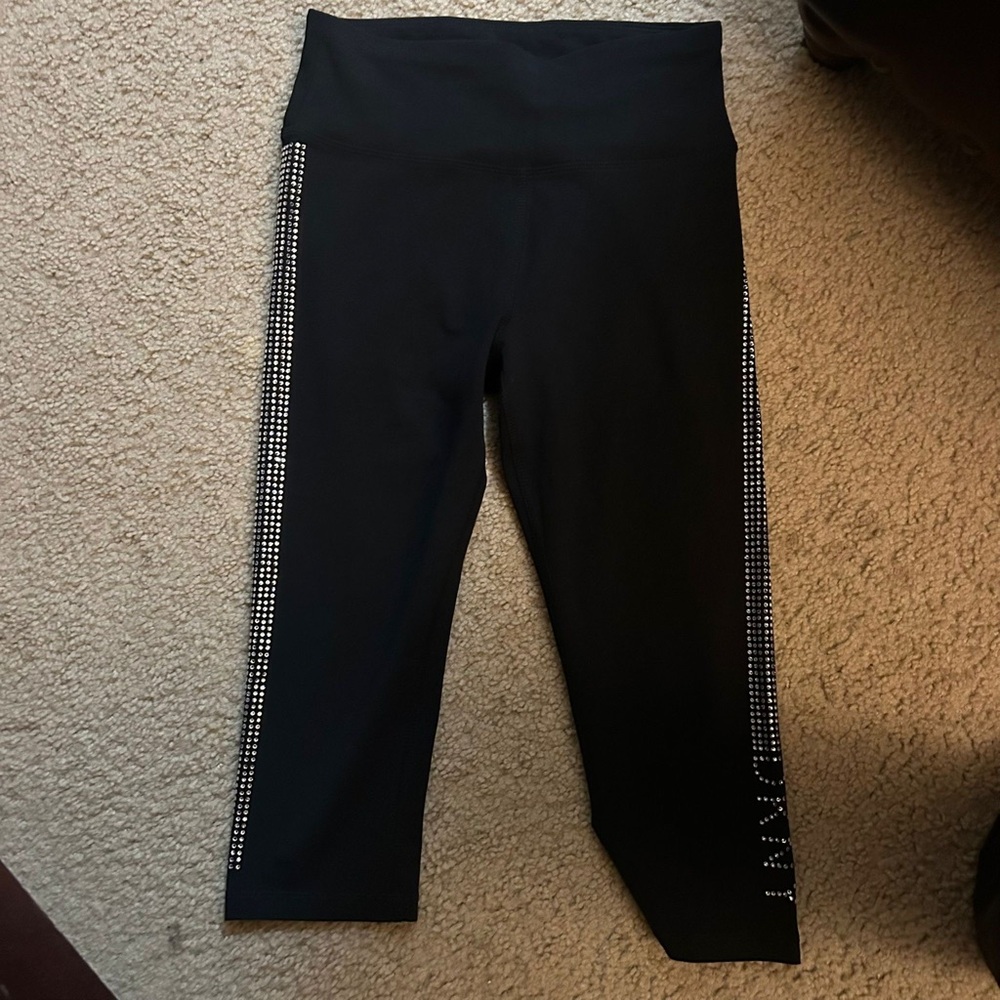 Womens Black Leggings with Rhinestone Detail